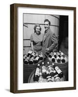 Marvin Sands and His Wife Marilyn with their Wine. Ceo of Canandaigua Industries. Canandaigua, Ny-null-Framed Photographic Print