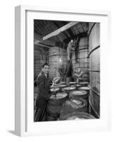 Marvin Sands and His Wife Operating their Own Laboratory for Wine Making-null-Framed Photographic Print