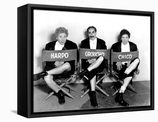 Marx Brothers - Harpo Marx, Groucho Marx, Chico Marx on the Set of Night at the Opera, 1935-null-Framed Stretched Canvas