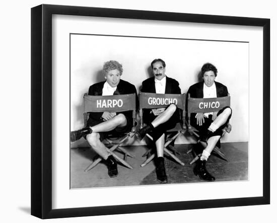 Marx Brothers - Harpo Marx, Groucho Marx, Chico Marx on the Set of Night at the Opera, 1935-null-Framed Photo