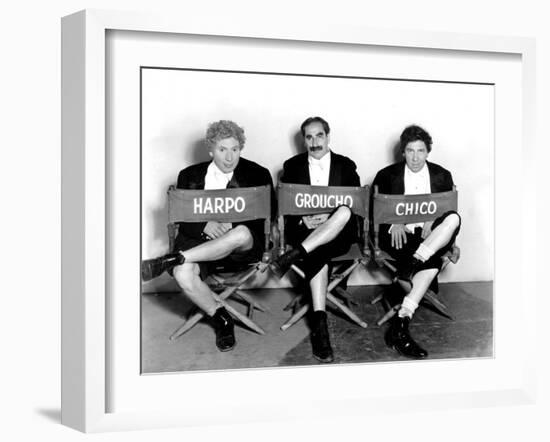 Marx Brothers - Harpo Marx, Groucho Marx, Chico Marx on the Set of Night at the Opera, 1935-null-Framed Photo