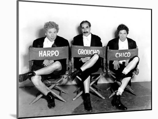 Marx Brothers - Harpo Marx, Groucho Marx, Chico Marx on the Set of Night at the Opera, 1935-null-Mounted Photo