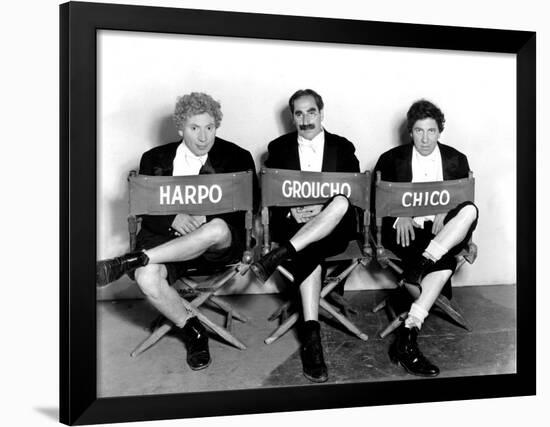 Marx Brothers - Harpo Marx, Groucho Marx, Chico Marx on the Set of Night at the Opera, 1935-null-Framed Photo