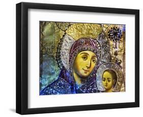 Mary and Jesus Icon, Greek Orthodox Church of the Nativity Altar Nave, Bethlehem, Palestine-William Perry-Framed Photographic Print