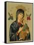 Mary and Jesus with Attendant Angels as Depicted in a Russian Icon-null-Framed Stretched Canvas