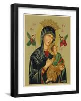 Mary and Jesus with Attendant Angels as Depicted in a Russian Icon-null-Framed Photographic Print