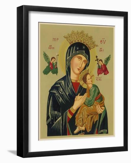 Mary and Jesus with Attendant Angels as Depicted in a Russian Icon-null-Framed Photographic Print