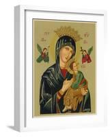 Mary and Jesus with Attendant Angels as Depicted in a Russian Icon-null-Framed Photographic Print