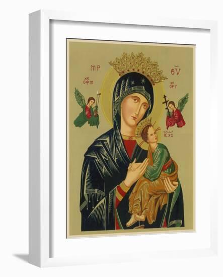 Mary and Jesus with Attendant Angels as Depicted in a Russian Icon-null-Framed Photographic Print