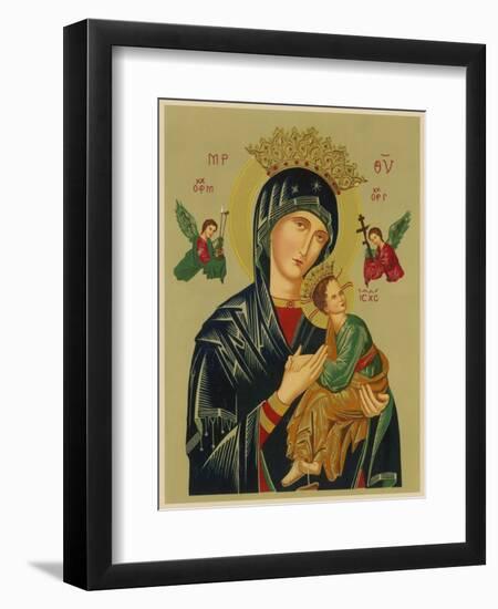 Mary and Jesus with Attendant Angels as Depicted in a Russian Icon-null-Framed Premium Photographic Print