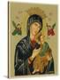 Mary and Jesus with Attendant Angels as Depicted in a Russian Icon-null-Stretched Canvas