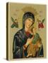 Mary and Jesus with Attendant Angels as Depicted in a Russian Icon-null-Stretched Canvas