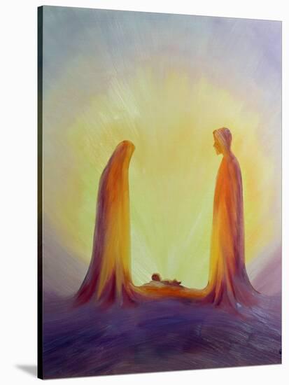 Mary and Joseph Look with Faith on the Child Jesus at His Nativity, 1995-Elizabeth Wang-Stretched Canvas