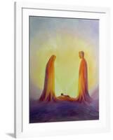 Mary and Joseph Look with Faith on the Child Jesus at His Nativity, 1995-Elizabeth Wang-Framed Giclee Print