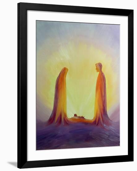 Mary and Joseph Look with Faith on the Child Jesus at His Nativity, 1995-Elizabeth Wang-Framed Giclee Print