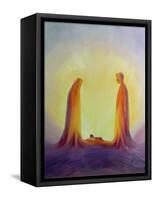 Mary and Joseph Look with Faith on the Child Jesus at His Nativity, 1995-Elizabeth Wang-Framed Stretched Canvas