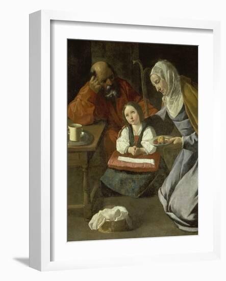 Mary as Child with St. Joachim and St. Anne-Francisco Zurbaran y Salazar-Framed Giclee Print