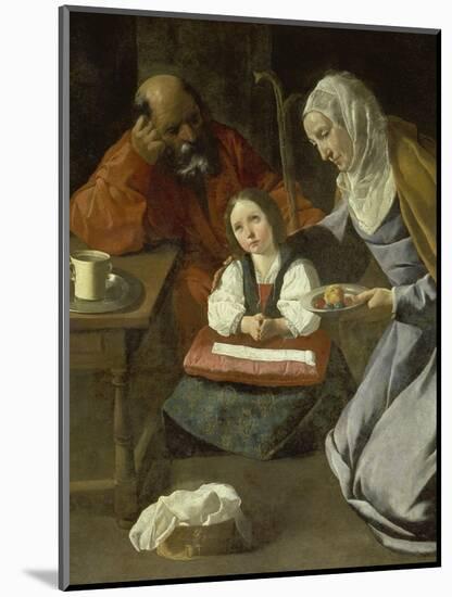 Mary as Child with St. Joachim and St. Anne-Francisco Zurbaran y Salazar-Mounted Giclee Print