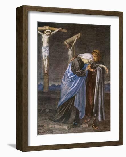 Mary at the Cross-R Anning Bell-Framed Art Print