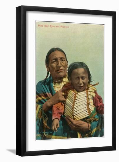 Mary Bad Eyes with Papoose-null-Framed Art Print