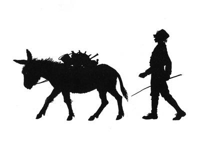 Dunderpate Sees a Pedlar and Donkey Walking By