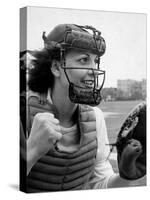 Mary "Binnie" Baker Plays Catcher For All American Girls Baseball League on the South Bend Team-Wallace Kirkland-Stretched Canvas