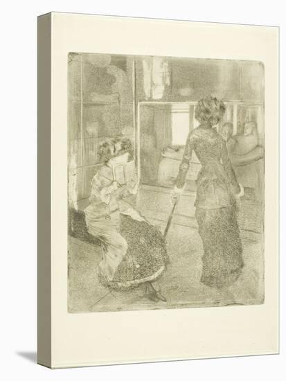 Mary Cassatt at the Louvre: the Etruscan Gallery, 1879-80-Edgar Degas-Stretched Canvas