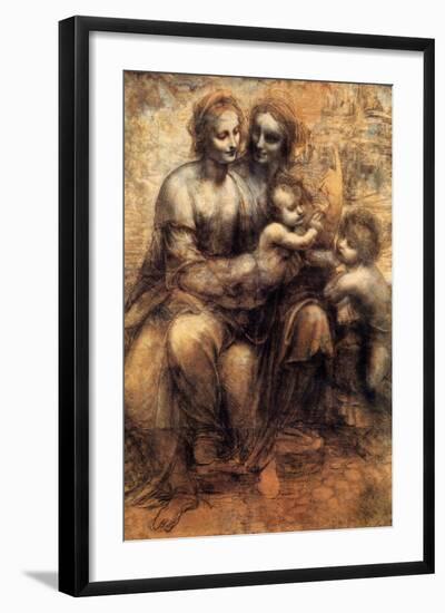 Mary, Christ, St. Anne and the Infant St. John-Leonardo da Vinci-Framed Art Print