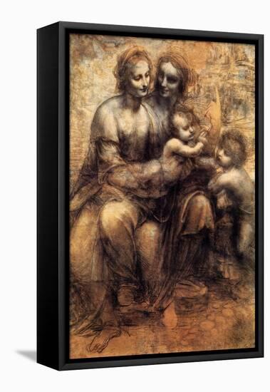 Mary, Christ, St. Anne and the Infant St. John-Leonardo da Vinci-Framed Stretched Canvas