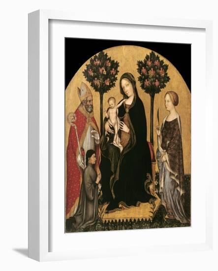 Mary Enthroned with the Child, Saints and a Donor-Gentile da Fabriano-Framed Giclee Print