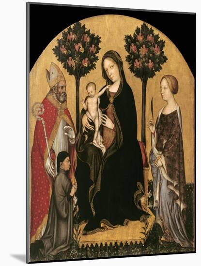 Mary Enthroned with the Child, Saints and a Donor-Gentile da Fabriano-Mounted Giclee Print