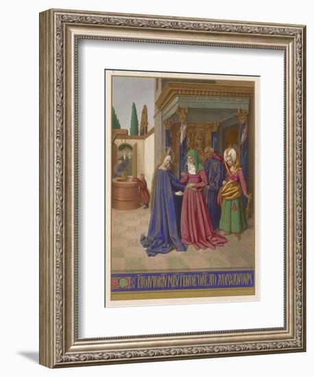 Mary Finding Herself Pregnant Visits Her Friends Elizabeth and Zechariah-Jean Fouquet-Framed Art Print