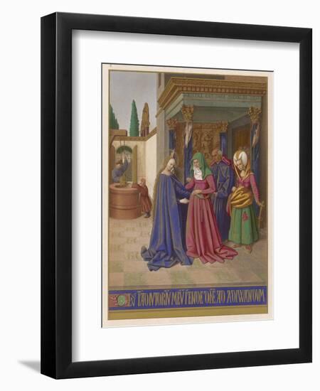 Mary Finding Herself Pregnant Visits Her Friends Elizabeth and Zechariah-Jean Fouquet-Framed Art Print