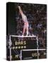 Mary Lou Retton on the Uneven Bars at the Los Angeles Olympic Games-null-Stretched Canvas