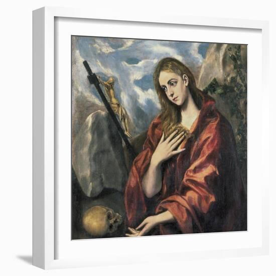 Mary Magdalen in Penitence-El Greco-Framed Art Print