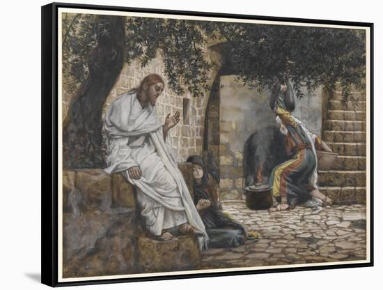 Mary Magdalene at the Feet of Jesus, Illustration from 'The Life of Our Lord Jesus Christ', 1886-94-James Tissot-Framed Stretched Canvas