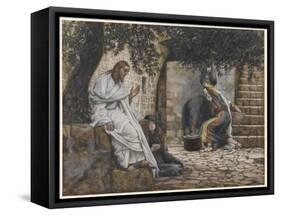 Mary Magdalene at the Feet of Jesus, Illustration from 'The Life of Our Lord Jesus Christ', 1886-94-James Tissot-Framed Stretched Canvas