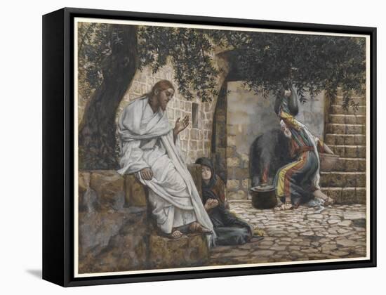 Mary Magdalene at the Feet of Jesus, Illustration from 'The Life of Our Lord Jesus Christ', 1886-94-James Tissot-Framed Stretched Canvas