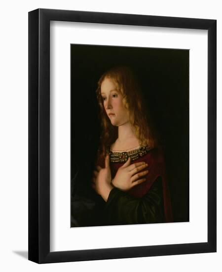 Mary Magdalene, Detail from the Virgin and Child with St. Catherine and Mary Magdalene, circa 1500-Giovanni Bellini-Framed Giclee Print