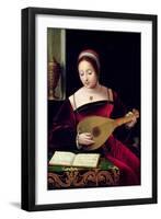 Mary Magdalene Playing the Lute-Master of the Female Half Lengths-Framed Giclee Print