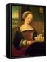 Mary Magdalene Reading (Oil on Panel)-Master of Female Half Lengths-Framed Stretched Canvas