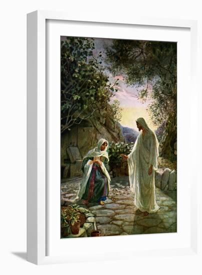 Mary Magdalene speaks to the risen Jesus - Bible-William Brassey Hole-Framed Giclee Print