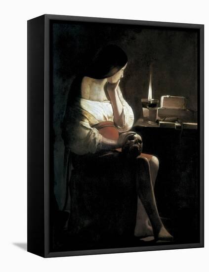 Mary Magdalene with a Night-Light, or the Terff Magdalene (La Madeleine a La Veilleuse)-Georges de La Tour-Framed Stretched Canvas