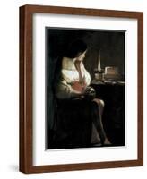 Mary Magdalene with a Night-Light, or the Terff Magdalene (La Madeleine a La Veilleuse)-Georges de La Tour-Framed Art Print