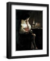 Mary Magdalene with a Night-Light, or the Terff Magdalene (La Madeleine a La Veilleuse)-Georges de La Tour-Framed Art Print