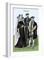 Mary of Scotland, Douglas Duke of Angus, and Edward VI, 14th Century-Richard Brown-Framed Art Print