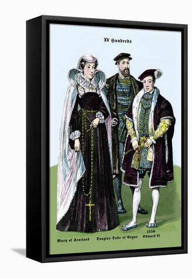 Mary of Scotland, Douglas Duke of Angus, and Edward VI, 14th Century-Richard Brown-Framed Stretched Canvas