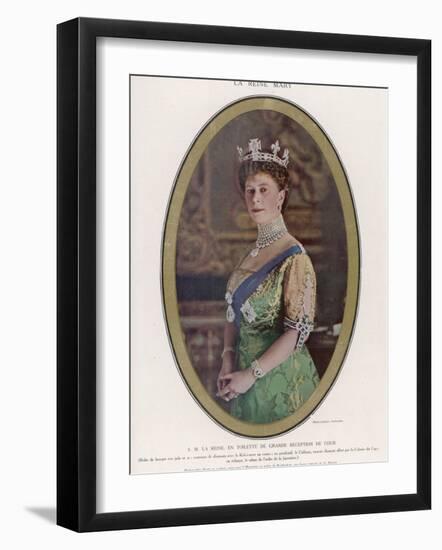 Mary, Queen of George V, Wearing a Crown with the Koh-I-Noor Diamond Set in the Centre-null-Framed Photographic Print