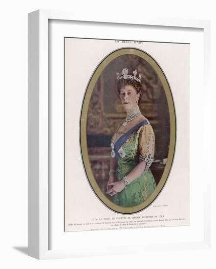 Mary, Queen of George V, Wearing a Crown with the Koh-I-Noor Diamond Set in the Centre-null-Framed Photographic Print