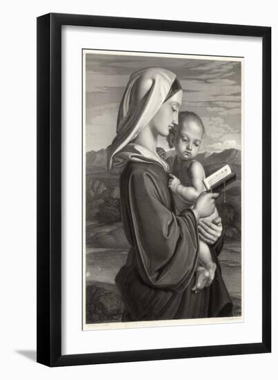 Mary Reads a Prayer Book While Jesus Watches-Vernon-Framed Art Print